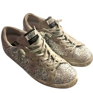 Golden Goose silver glitter superstar sneakers